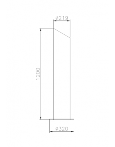 Dissuasore in acciaio inox di altezza 1200 mm realizzato in tubolare D. 219.