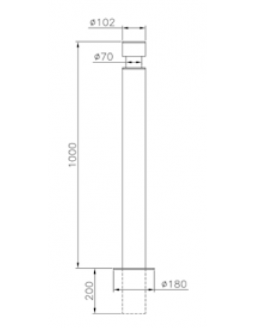 Dissuasore in acciaio zincato e verniciato in tubolare tondo con inserto in tubolare. Da inghisare - cm Ø10,2x120h