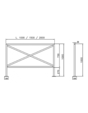 Barriera L.150 cm da tassellare, realizzata in acciaio zincato e verniciato - cm 150x100h