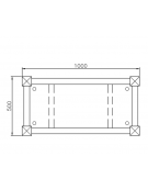 Fioriera in tubolare quadro con decori a forma rettangolare ricavati da torneria e traversi in tubo quadro - cm 100x50x60h