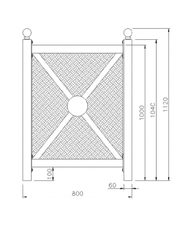 Fioriera zincata e verniciata di forma quadrata, dotata di fori di scolo per l’eliminazione dell’eccesso d’acqua - cm 80x80x100h