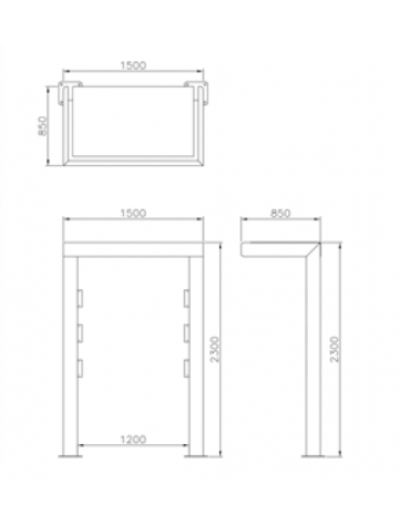 Bacheca monofacciale con tettoia, in acciaio zincato e verniciato. Da inghisare - cm 150x85x230h