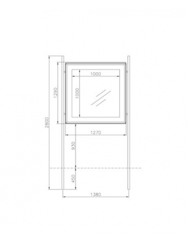 Bacheca monofacciale in acciaio zincato e verniciato. Da inghisare - cm 142x280h