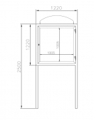 Bacheca in acciaio zincato e verniciato, anta apribile in vetro, pannello espositivo cm 100×100 - dim. tot. cm 122x60x276h