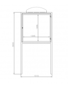 Bacheca in acciaio zincato e verniciato, anta apribile in vetro, pannello espositivo cm 130×130 - dim. tot. cm 151x60x276h