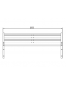 Panchina con struttura in ghisa, seduta e schienale con doghe in legno esotico. Da tassellare - cm 200x61x73h