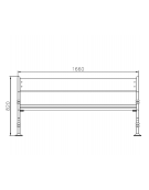 Panchina con struttura in ghisa, seduta e schienale con doghe in legno di pino. Da tassellare - cm 166x67x82h