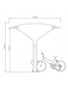 Pensilina per bici in acciaio zincata e verniciata e copertura in policarbonato. Completa di portabici - cm 256x282h