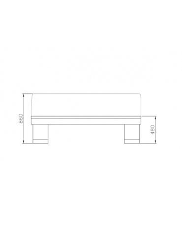 Panchina monoblocco in cemento Portland, con schienale - cm 190x72x86h