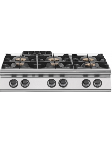 Cucina inox a gas da banco 6 fuochi da 28,5 Kw