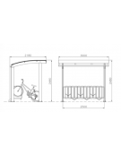 Pensilina monofacciale in acciaio zincato e verniciato, modulo base, copertura in policarbonato - cm cm 250x218x248h