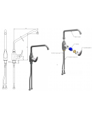 Monoforo miscelatore canna Ø mm 20 a "C", leva corta - mm 300x325h