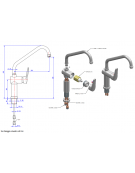 Monoforo con miscelatore ad alta portata con canna girevole, canna Ø mm 25 - mm 300x450h