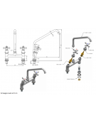 Biforo a lavello, canna a "C" Ø mm 20 , maniglia Croce - mm 300x380h