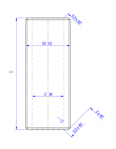 Nipplo 1" 1/2 - mm Ø 34x126h