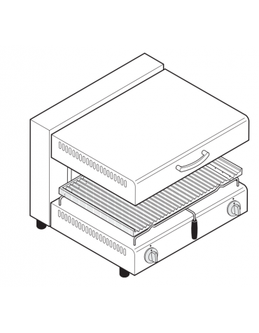 Salamandra con piano mobile -  sup. di cottura cm 60x35 - dim. tot. cm 60x45x50h