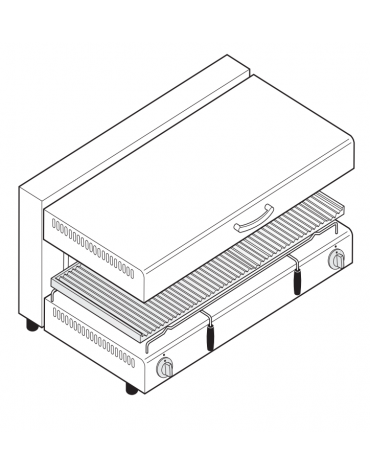 Salamandra con piano mobile -  sup. di cottura cm 80x35 - dim. tot. cm 80x45x50h