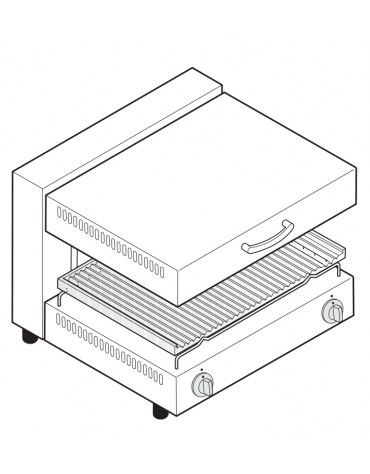 Salamandra Eco a piano mobile AISI430 -  sup. di cottura cm 60x35 - dim. tot. cm 60x45x50h