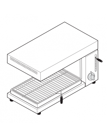 Salamandra elettrica passante  con piano di cottura mobile -  sup. di cottura cm 57,5x40 - dim. tot. cm 75x40x35h