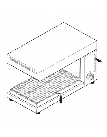 Salamandra elettrica passante  con piano di cottura mobile -  sup. di cottura cm 57,5x40 - dim. tot. cm 75x40x35h