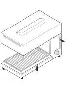 Salamandra passante a gas con piano di cottura mobile -  sup. di cottura cm 57,5x40 - dim. tot. cm 75x40x46h