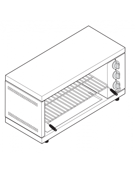 Salamandra elettrica toaster monofase fissa - sup. di cottura cm 54x30 -potenza totale 3kw- cm 67x34x27h