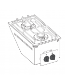 Cucina a gas, da incasso, 2 fuochi con potenza max 1x3,3 kw + 1x5,2 kw - cm 35x60x10h