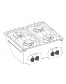 Cucina a gas, da incasso, 4 fuochi con potenza max 2x3,3 kw + 2x5,2 kw  - cm 70x60x10h