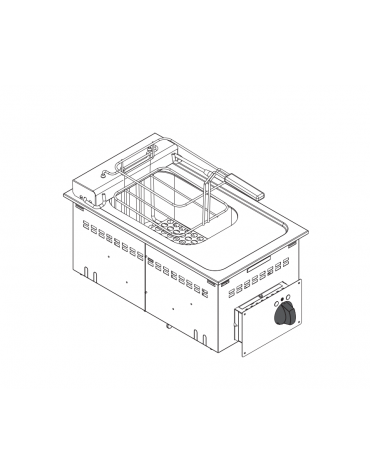 Friggitrice elettrica da incasso, vasca AISI 304 dim. cm 22,5x34x22,5h-8 lt- dim tot. cm 35x60x30