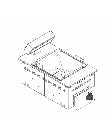 Scaldapatate elettrico da incasso, vasca GN2/3 dim. cm 32,5x35,4x20h-dim tot. cm 35x60X26,6