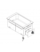 Bagnomaria elettrico da incasso, vasca AISI 304 - GN1/1 dim. cm 30,5x51x16,5h - dim tot. cm 35x60X30