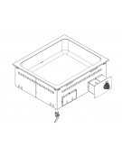 Bagnomaria elettrico da incasso, vasca AISI 304 - GN2/1 dim. cm 63x51x16,5h - dim tot. cm 70x60X30