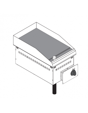 Fry top elettrico da incasso, piastra liscia, range temp. 50÷320 °C - sup. di cottura cm 34,6x56,4  - dim. 35x60x21h