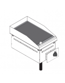 Fry top elettrico da incasso, piastra liscia, range temp. 50÷320 °C - sup. di cottura cm 34,6x56,4  - dim. 35x60x26,6h