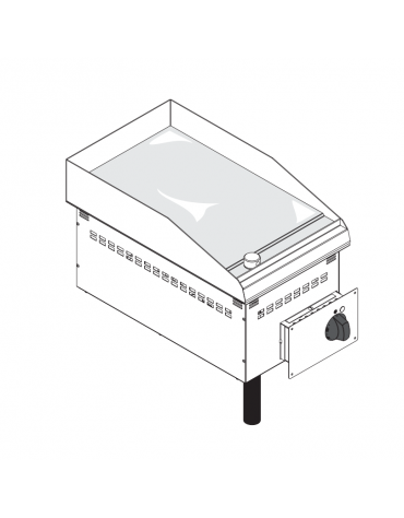 Fry top elettrico da incasso, piastra cromata, range temp. 50÷320 °C - sup. di cottura cm 34,6x56,4  - dim. 35x60x26,6h