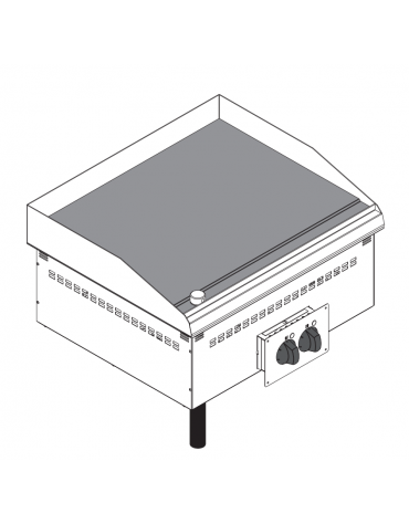 Fry top elettrico da incasso, piastra liscia, range temp. 50÷320 °C - sup. di cottura cm 69,6x56,4  - dim. 70x60x26,6h