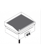 Fry top elettrico da incasso, piastra tutta rigata, range temp. 50÷320 °C - sup. di cottura cm 69,6x56,4  - dim. 70x60x26,6h