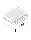 Fry top elettrico da incasso, piastra liscia cromata, range temp. 50÷320 °C - sup. di cottura cm 69,6x56,4  - dim. 70x60x26,6h