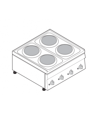 Cucina elettrica da banco trifase-8kw, 4 piastre Ø cm 18 - cm 70x60x30h