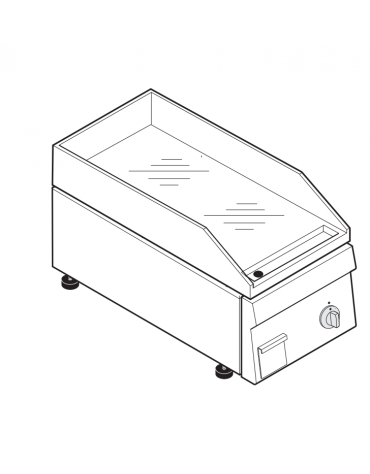 Fry top elett. trifase-3.9kw da banco, piastra liscia cromata, R.T. 50÷320 °C - sup. di cottura cm 34,6x56,4  - dim. 35x60x30h