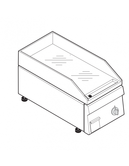 Fry top elett. monofase-3kw da banco, piastra liscia cromata, R.T. 50÷320 °C - sup. di cottura cm 34,6x56,4  - dim. 35x60x30h