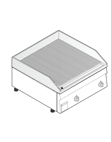 Fry top elettrico trifase-7.8kw da banco, piastra rigata, r. temp. 50÷320 °C - sup. di cottura cm 69,6x56,4  - dim. 70x60x30h