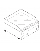 Fry top elett. monofase-6kw da banco, piastra liscia cromata, R.T. 50÷320 °C - sup. di cottura cm 69,6x56,4  - dim. 70x60x30h