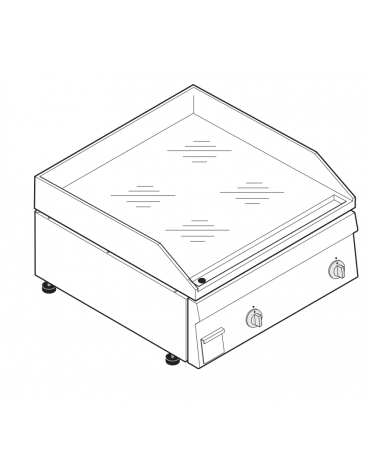 Fry top elett. monofase-6kw da banco, piastra liscia cromata, R.T. 50÷320 °C - sup. di cottura cm 69,6x56,4  - dim. 70x60x30h