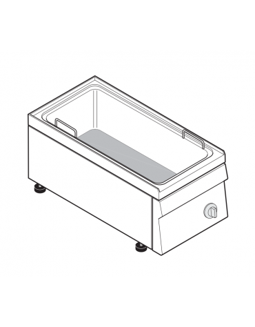 Brasiera elettrica da banco trifase-3,3kw con fondo spessore 1 cm, 1 vasca estraibile, cap. 7,5lt - dim tot. cm 35x60x30h