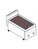 Cucina elettrica in vetroceramica da banco trifase-4,3kw, 2 zone di cottura - cm 35x65x28h