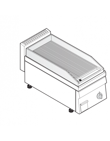 Fry top elettrico trifase-3,9kw da banco, piastra rigata, r. temp. 50÷320 °C - sup. di cottura cm 34,6x56,4  - dim. 35x65x28h