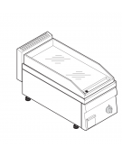 Fry top elettrico trifase-3,9kw da banco, piastra liscia cromata - sup. di cottura cm 34,6x56,4  - dim. 35x65x28h