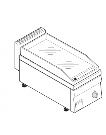 Fry top elettrico trifase-3,9kw da banco, piastra liscia cromata - sup. di cottura cm 34,6x56,4  - dim. 35x65x28h