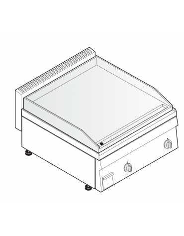 Fry top elettrico monofase-6kw da banco, piastra liscia, r. temp. 50÷320 °C - sup. di cottura cm 69,6x56,4  - dim. 70x65x28h